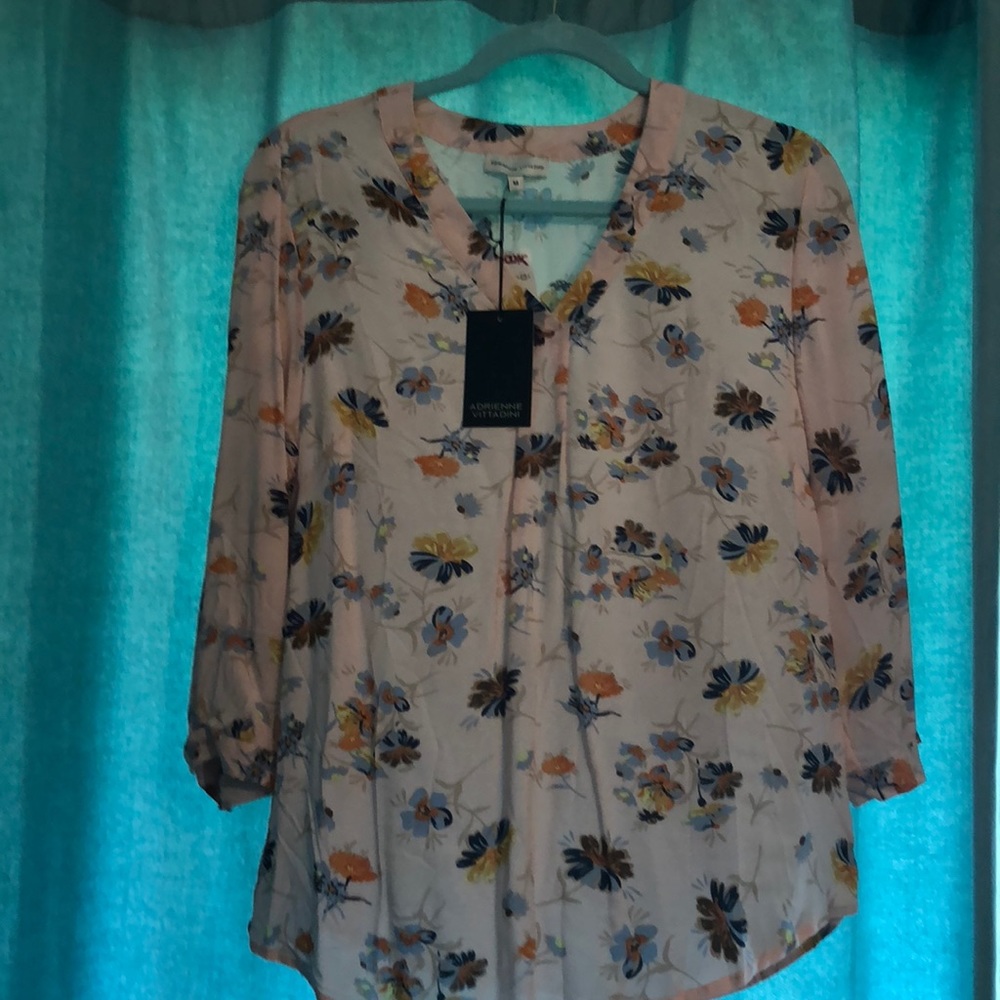 NWT peach, floral blouse.